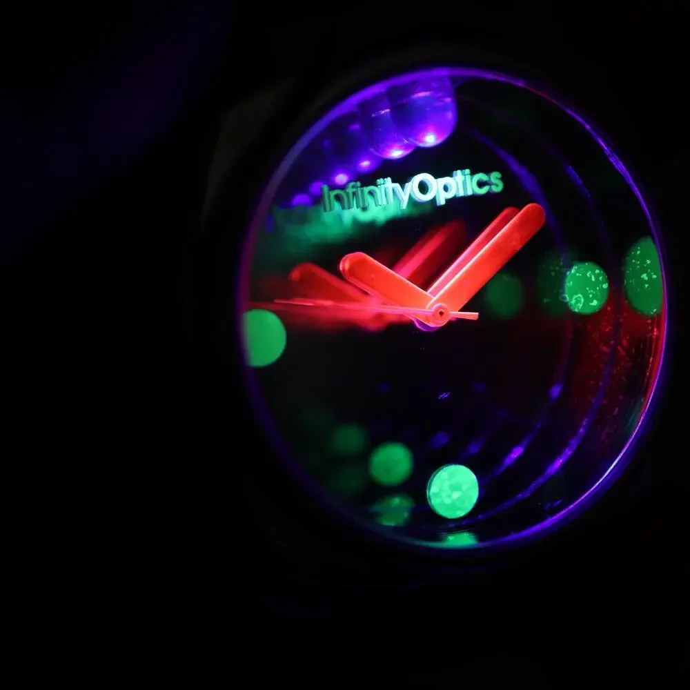 Can You Imagine Infinity Optics Mirror Black Light 45mm Watch Retro WORKING